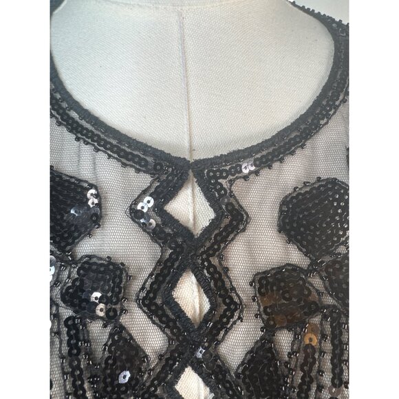 Black Sequin OS Beaded Sheer Capelet Shawl NWT - Picture 6 of 13